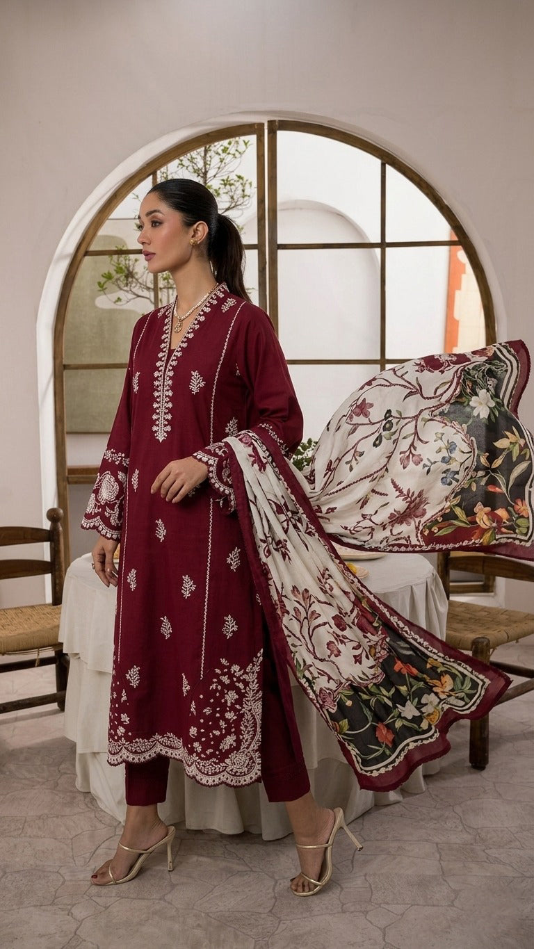 3 Piece Lawn Unstitched Suit